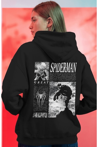Sevbano Spider-man Örümcek Adam Süper Kahraman Film Sırt Baskılı Unisex O Siyah