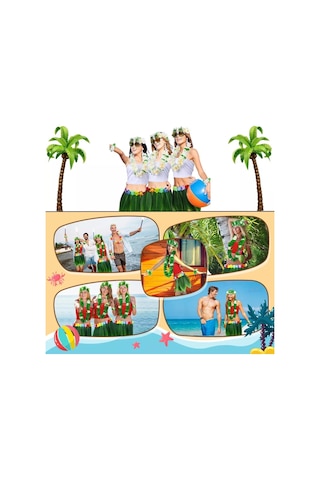 Tropikal Esintili Hawaii Yapraklı Parti Eteği Yetişkin Boy Standart