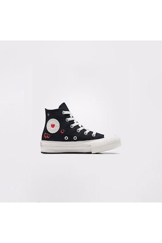 Converse Chuck Taylor All Star Eva Lift Platform Y2k Heart Çocuk Siyah Sneaker Düz A09122c Siyah