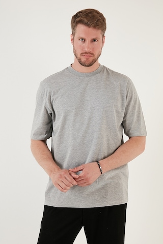 Buratti Pamuklu Oversize Bisiklet Yaka Basic Erkek T Shirt 5902365 Gri Melanj