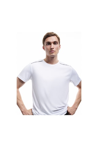 Koton Kısa Kollu Regular Fit Çizgi Detaylı Bisiklet Yaka Spor Tişört Beyaz 6wam10008nk Beyaz