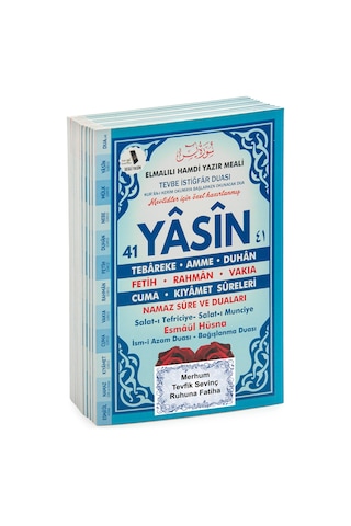 10 Adet Türkçe Mealli Orta Boy 80 Sayfa 41 Yasin - Mavi Renk