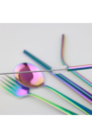 Agoodshop 8 Adet Taşınabilir Mavi Seyahat Çatal Bıçak Kaşık Seti 18/10 Paslanmaz Çelik Tk. 56468908 Mavi