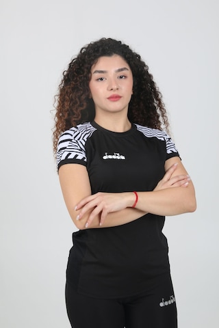 Diadora Bahia Kadın Tişört Siyah Beyaz Çok Renkli