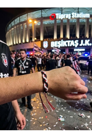 El Yapımı Sonsuzluk Taraftar Bilekliği Siyah - Beyaz