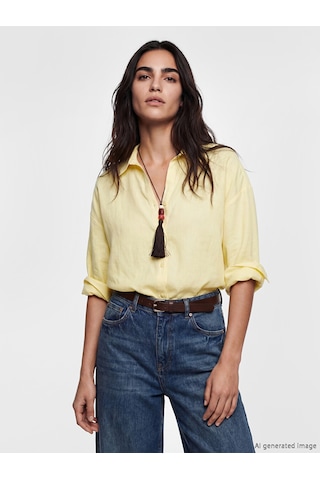 Lcw Vision Sarı Oversize Kadın Gömlek