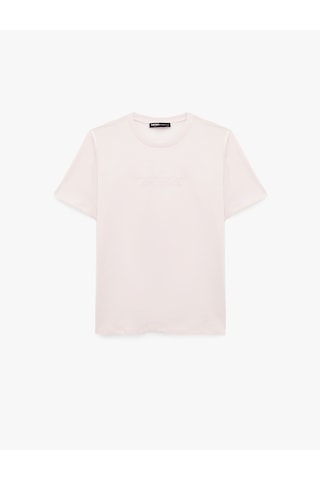 Koton Regular Fit Kısa Kollu Bisiklet Yaka Baskılı Tişört Pembe 6sam10433mk Gülkurusu