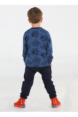 Casabony Casa Yaprak Desenli Baggy Pantolon + T-shirt Takım-lacivert