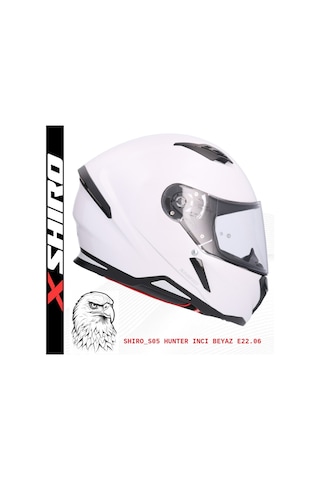 Shiro Fullface Hunter M.C Motosiklet Kaskı İnci Beyazı