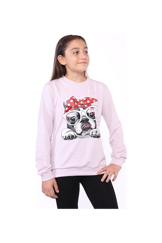 Toontoy Kız Çocuk Köpek Figür Baskılı Sweatshirt Siyah