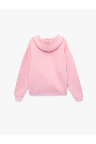 Koton Kapüşonlu Fermuarlı Yıldız İşleme Detaylı Oversize Taşlı Sweatshirt Pembe 6sal10341ık Gülkurusu