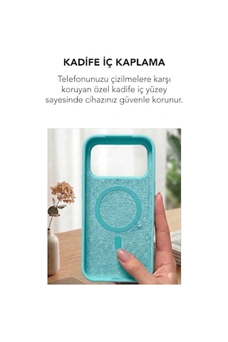 Apple İphone 17 Pro Max Uyumlu Magsafe Lansman Silikon Kılıf Turkuaz