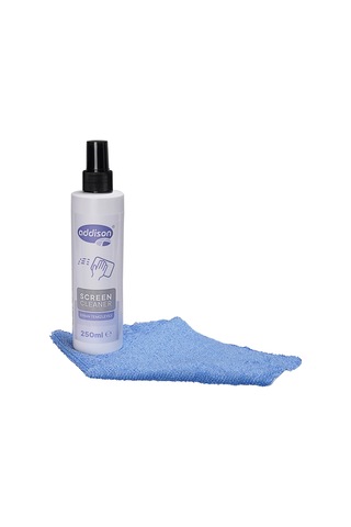 Addıson 300871, Ekran Temizleyici Sprey 250ml. Microfiber Bez İle Birlikte Çok Renkli
