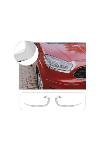 Ford Courier Uyumlu 2014 Ve Üzeri Krom Far Kaşı 2 Parça Paslanmaz Çelik