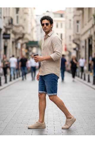 Kaizer Jeans Mavi Erkek Kot Şort Denim