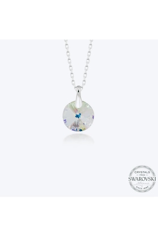 Madam&Matmazel Swarovski Tek Taş Beyaz Kristal Gümüş Kadın Kolye