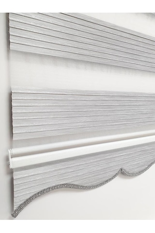 Bbb Geniş Pliseli Simli Gri Zebra Stor Perde Mz294