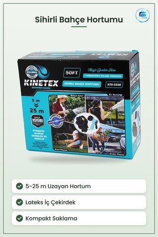 Sihirli Bahçe Hortumu 5 M 25 Uzayan Esnek Lateks İç Polyester Örg