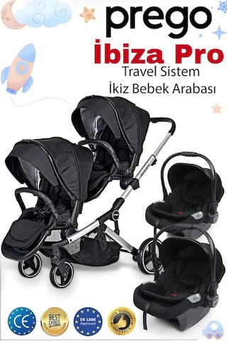 Prego 2071 İbiza Pro Travel Sistem İkiz Bebek Arabası