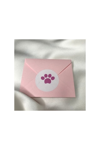 Pembe Pati Yuvarlak Mat Etiket Pınk Paw Stıcker Pet Hayvan 4 Cm - 40 Adet Çok Renkli