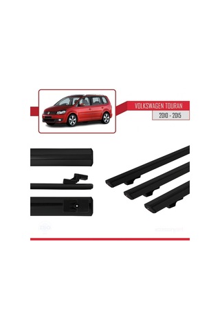 Volkswagen Touran 2010-2015 Arası İle Uyumlu Basic Model Ara Atkı Tavan Barı Siyah 3 Adet