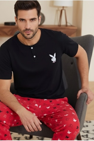 Siyah İnci Bisiklet Yaka Örme Pijama Takım 25109846 Siyah