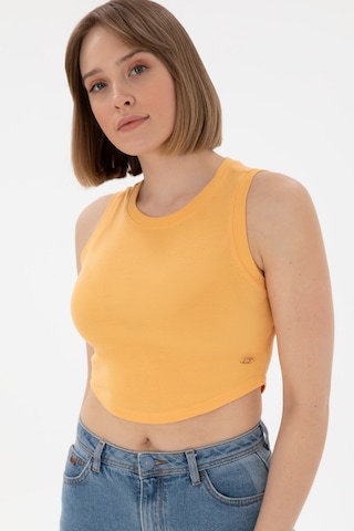 U.S. Polo Assn. Kadın Turuncu Kolsuz Bisiklet Yaka Crop Basic Tişört 50305695-VR202
