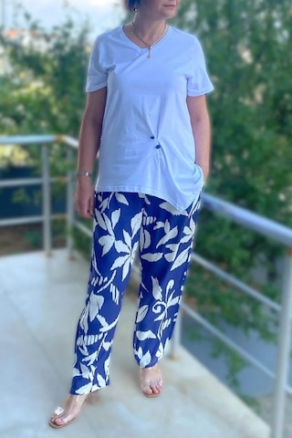 Mia Butik Büyük Beden Bahar Takım Beyaz - Mor Beyaz-mor
