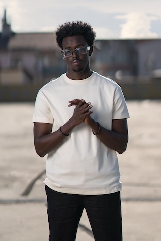 Bisiklet Yaka Lu Basic Oversize Geniş Model T-Shirt Krem krem
