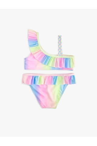 Koton Fırfırlı Tek Omuz İnce Askılı Bikini Takımı Pembe Desenli 5skg00014mm Pembe Desenli