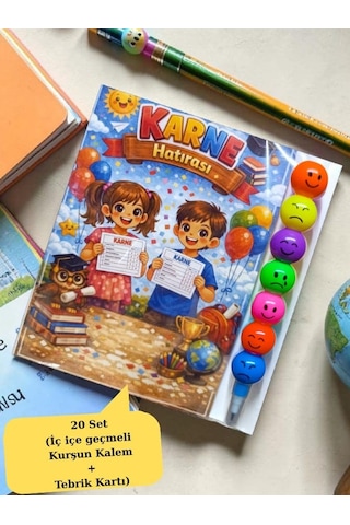 Karne Hediyesi 20 Set Kurşun Kalem Ve Tebrik Kartı