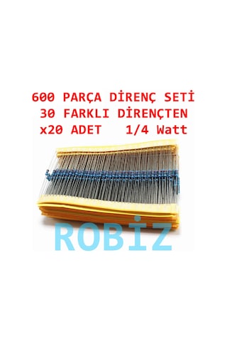 Robizstore-600 Parça Direnç Seti - 0.25W 30 Farklı Dirençten 20Şer Adet