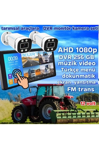 2 Adet Ahd 2mp Warm Ledli Kamera Dvr Dokunmatik 10.36 İnç Monitör 12 Volt 256 Gb