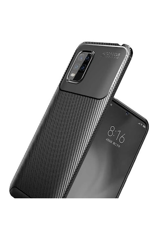 Smcase Xiaomi Mi 10 Lite 5g Kılıf Negro Karbon Desenli Silikon Siyah
