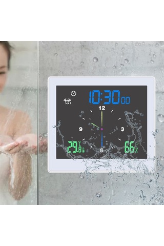 Teltree Ip65 Su Geçirmez Dijital Saat, Büyük Lcd Ekranlı, Sicaklık-nem Ölçer, Geri Sayım Ve Alarm Fonksiyonlu, Beyaz Ts-wp10 Beyaz