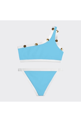 Panço Moeva Kız Çocuk Tek Omuz Mavi Bikini 636109