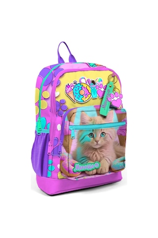 Minosso Kedi Desenli Kız Çocuk İlkokul Sırt Çantası 1001 Çok Renkli