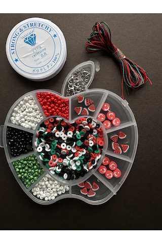 Karpuz Figür Boncuklu Elma Desenli Kutuda Takı Yapım Seti