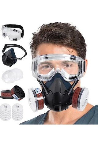 Shidai888 Filtreli Solunum Gaz Maskesi, Kimyasallar Için Solunum Maskesi, Organik Buhar, Toz Dumanı, Boya Spreyi, Ağaç Işleme A Renk