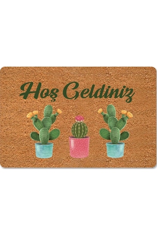 Kaktüsler Temalı Coco Görünümlü Dekoratif Kapı Önü Ve Iç Mekan Paspası Indigo