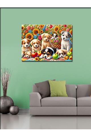 Kanvas Tablo Şirin Yavru Köpekler 100cmx140cm