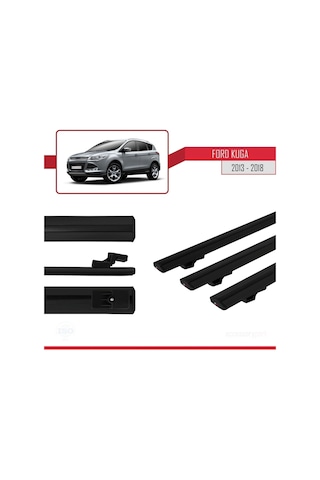 Ford Kuga 2013-2018 Arası İle Uyumlu Basic Model Ara Atkı Tavan Barı Siyah 3 Adet
