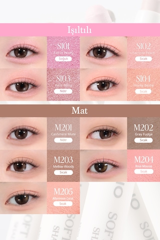 Kremsi, Kolayca Uygulanan Ve Sabitlenen Fırçalı Kalem Far Soft Blending Shadow Stick M205 Afternoon Coral