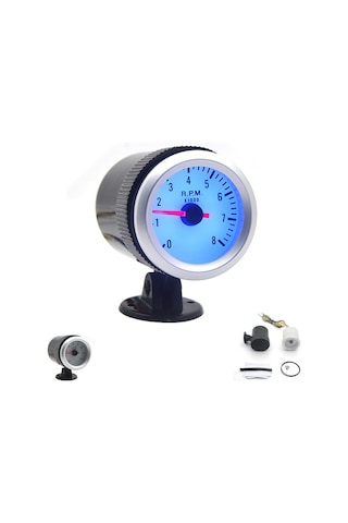 Yifomall 52mm Led Devir Göstergesi - 8000 Rpm'ye Kadar Dijital Gösterge, Mavi Arka Işıklı, 1-8 Silindir Araçlar İçin