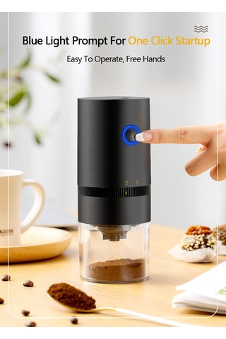 Vkemall Usb Şarjlı Elektrikli Kahve Değirmeni - Abs Ve Paslanmaz Çelik - Ev Ofis Dışarıda Kullanım - Siyah Siyah