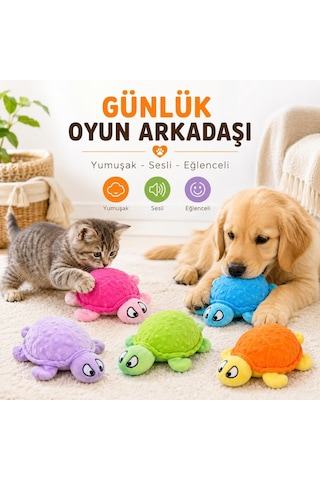Peluş Köpek Oyuncağı Deniz Kaplumbağası - Hışırtılı Çıtırtılı Sesli Yumuşak Evcil Hayvan Oyuncağı - Kedi Yavru Köpek Küçük Irklar İçin İnteraktif Oyun Arkadaşı Stoğa Göre Renk Gönderilir