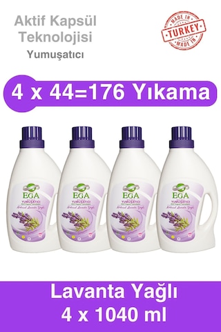 Ega Kimya Aktif Kapsül Teknolojili Lavanta Çamaşır Yumuşatıcısı 4 x 1040 ML