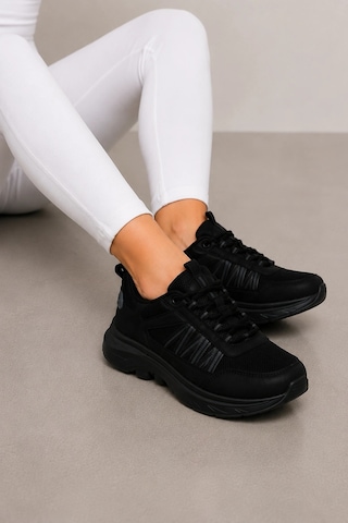Ht Hotin Otis Kadın Şerit Detaylı Spor Ayakkabı Hafif Ve Rahat Günlük Sneaker - Siyah