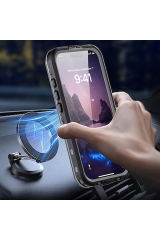 Apple Uyumlu iPhone17 Kılıf 360 Ön Arka Koruyucu Su Geçirmez 1-1 Silikon Zırhlı Kapak Siyah