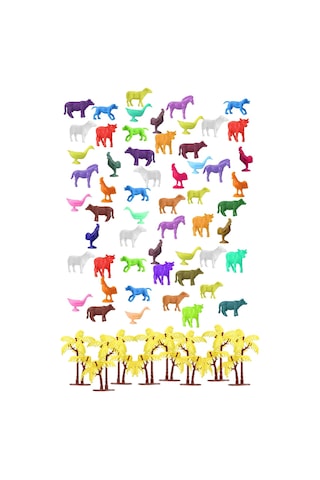 Toy Play 48 Parça Renkli Mini Çiftlik Hayvanları Figür Seti 4-6 Cm Sku676
